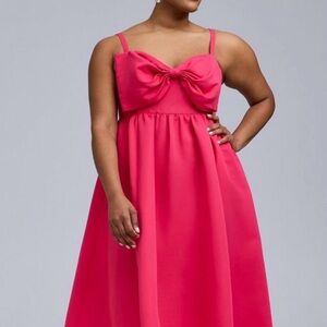 Elegant Pink Bow MIDI length dress NWT